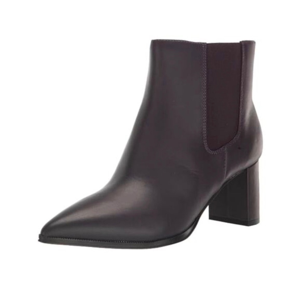 Franco Sarto Demmi Ankle Boot Women 7M Purple Leather Pointed Toe Block Heel Zip